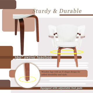 Sunvega Mid-Century Modern Bentwood Swivel Dining Chairs with PU Leather Upholstery