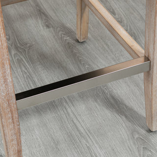 Sunvega Set of 2 Counter Height Bar Stools with Cushioned Seat and Wood Legs