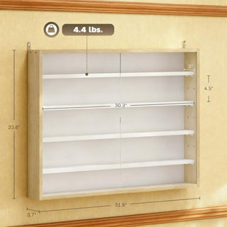 Sunvega 5-Tier Wall-Mounted Glass Display Cabinet with Adjustable Shelves for Collectibles