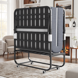 Sunvega 75-Inch Extra Long Folding Bed for Tall People with 5-Inch Memory Foam Mattress