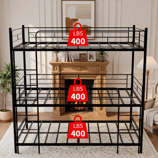 Sunvega Heavy-Duty Triple Frame Bed with Built-In Ladder and Full-Length Railing