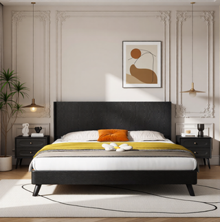 Sunvega Modern Farmhouse Queen Headboard with Realistic Wood Grain and 3D Carving
