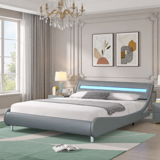 Sunvega Modern Upholstered King Size Platform Bed Frame with Button Tufted Headboard