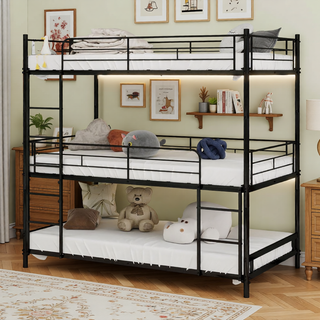 Sunvega Heavy-Duty Triple Frame Bed with Built-In Ladder and Full-Length Railing