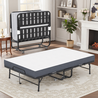 Sunvega 75-Inch Extra Long Folding Bed for Tall People with 5-Inch Memory Foam Mattress