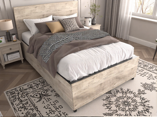 Sunvega Queen Bed Frame with Storage Headboard Charging Station and Smart LED Lights