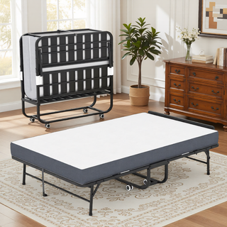 Sunvega 75-Inch Extra Long Folding Bed for Tall People with 5-Inch Memory Foam Mattress
