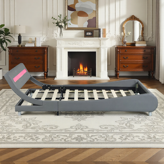 Sunvega Modern Upholstered King Size Platform Bed Frame with Button Tufted Headboard