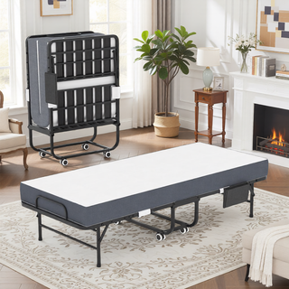 Sunvega 75-Inch Extra Long Folding Bed for Tall People with 5-Inch Memory Foam Mattress