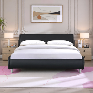 Sunvega Modern Upholstered King Size Platform Bed Frame with Button Tufted Headboard