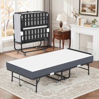 Sunvega 75-Inch Extra Long Folding Bed for Tall People with 5-Inch Memory Foam Mattress