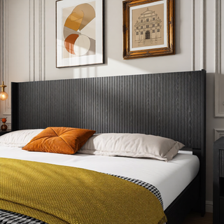 Sunvega Modern Farmhouse Queen Headboard with Realistic Wood Grain and 3D Carving
