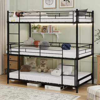 Sunvega Heavy-Duty Triple Frame Bed with Built-In Ladder and Full-Length Railing