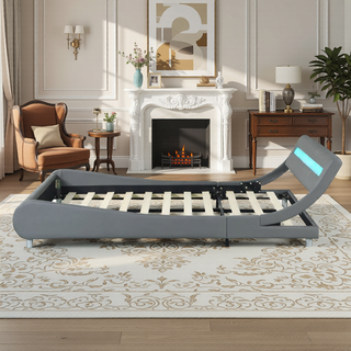 Sunvega Modern Upholstered King Size Platform Bed Frame with Button Tufted Headboard