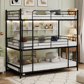 Sunvega Heavy-Duty Triple Frame Bed with Built-In Ladder and Full-Length Railing