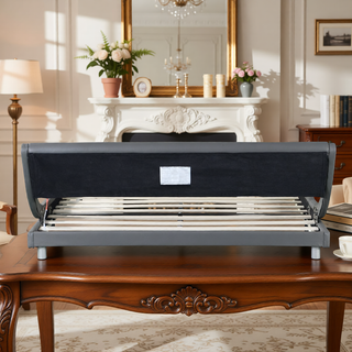 Sunvega Modern Upholstered King Size Platform Bed Frame with Button Tufted Headboard