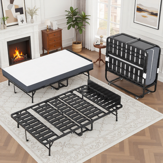 Sunvega 75-Inch Extra Long Folding Bed for Tall People with 5-Inch Memory Foam Mattress