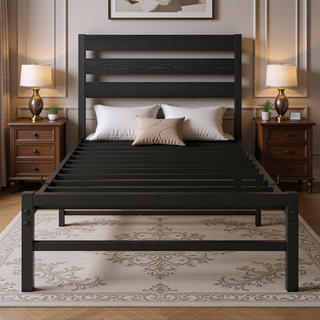 Sunvega Queen Size Platform Bed Frame with Wooden Headboard and Under Bed Storage