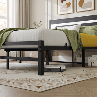 Sunvega Queen Size Platform Bed Frame with Wooden Headboard and Under Bed Storage