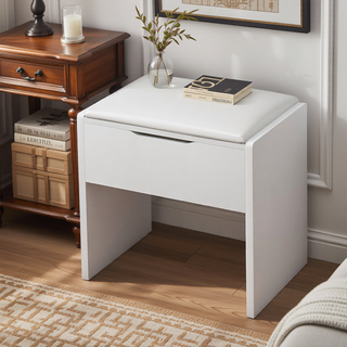 Sunvega 7-Drawer Vanity Desk with LED Mirror Jewelry Storage and PU Stool