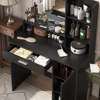 Sunvega Makeup Vanity Desk with Mirror Light and Large Drawer Three Level Storage