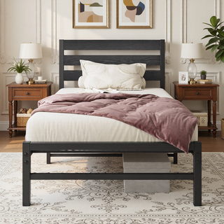 Sunvega Queen Size Platform Bed Frame with Wooden Headboard and Under Bed Storage