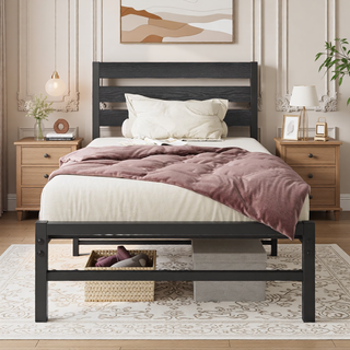 Sunvega Queen Size Platform Bed Frame with Wooden Headboard and Under Bed Storage