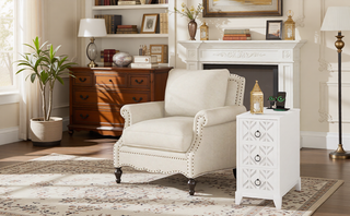 Sunvega American Style End Table with Charging Station Drawers and Arc Design