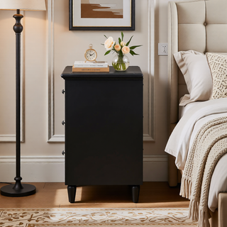 Sunvega Pine Wood Nightstand with 3 Spacious Drawers and Smooth Gliding Rails