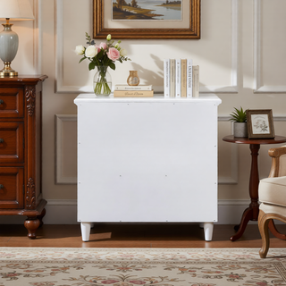 Sunvega Pine Wood Nightstand with 3 Spacious Drawers and Smooth Gliding Rails