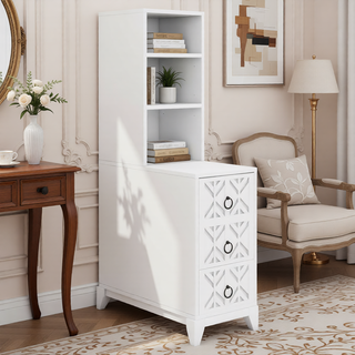 Sunvega American Style End Table with Charging Station Drawers and Arc Design