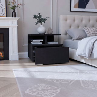 Sunvega Wall Mounted Floating Nightstand with Single Drawer and Two-Tier Shelf