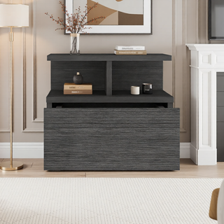 Sunvega Wall Mounted Floating Nightstand with Single Drawer and Two-Tier Shelf