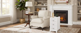 Sunvega American Style End Table with Charging Station Drawers and Arc Design