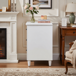 Sunvega Pine Wood Nightstand with 3 Spacious Drawers and Smooth Gliding Rails
