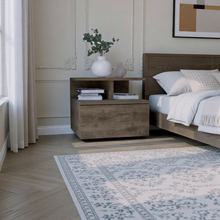 Sunvega Wall Mounted Floating Nightstand with Single Drawer and Two-Tier Shelf