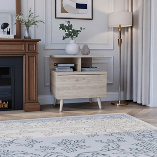 Sunvega Wall Mounted Floating Nightstand with Single Drawer and Two-Tier Shelf