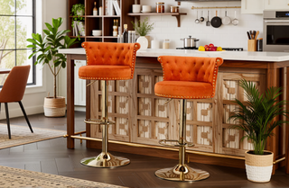 Sunvega Velvet 360 ° Rotating Bar Chair with Soft Pillow and Adjustable Height for Kitchen