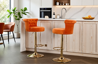 Sunvega Velvet 360 ° Rotating Bar Chair with Soft Pillow and Adjustable Height for Kitchen