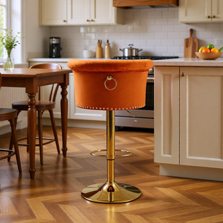 Sunvega Velvet 360 ° Rotating Bar Chair with Soft Pillow and Adjustable Height for Kitchen