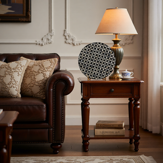 Sunvega Blue Capiz Inlay Tapered Hexagon Accent Stool for Bedrooms