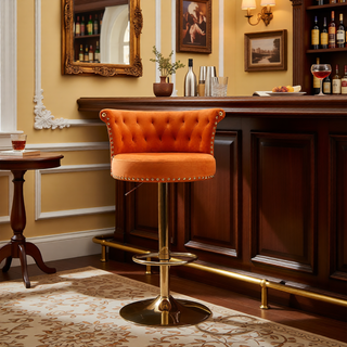 Sunvega Velvet 360 ° Rotating Bar Chair with Soft Pillow and Adjustable Height for Kitchen