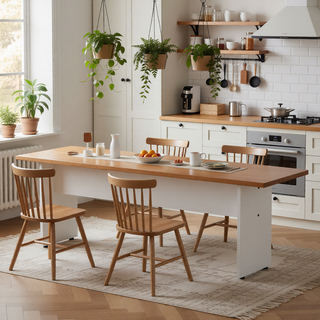 Sunvega Modern Rustic Dining Bench with Wood-Grain Details and H Base