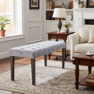 Sunvega Tufted Upholstered Velvet Bench Ottoman with Sponge Cushion for Bedroom
