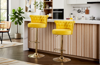 Sunvega Velvet 360 ° Rotating Bar Chair with Soft Pillow and Adjustable Height for Kitchen