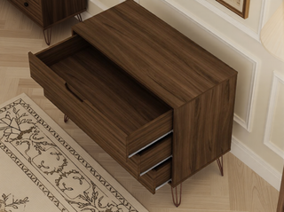 Sunvega Midnight Blue Mid-Century Modern Dresser with 3 Spacious Drawers