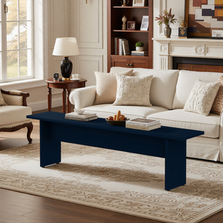 Sunvega Modern Rustic Dining Bench with Wood-Grain Details and H Base