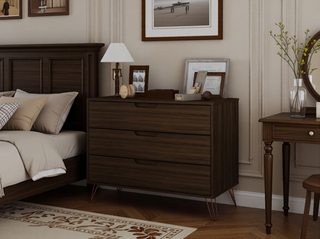 Sunvega Midnight Blue Mid-Century Modern Dresser with 3 Spacious Drawers