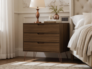 Sunvega Midnight Blue Mid-Century Modern Dresser with 3 Spacious Drawers