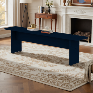 Sunvega Modern Rustic Dining Bench with Wood-Grain Details and H Base